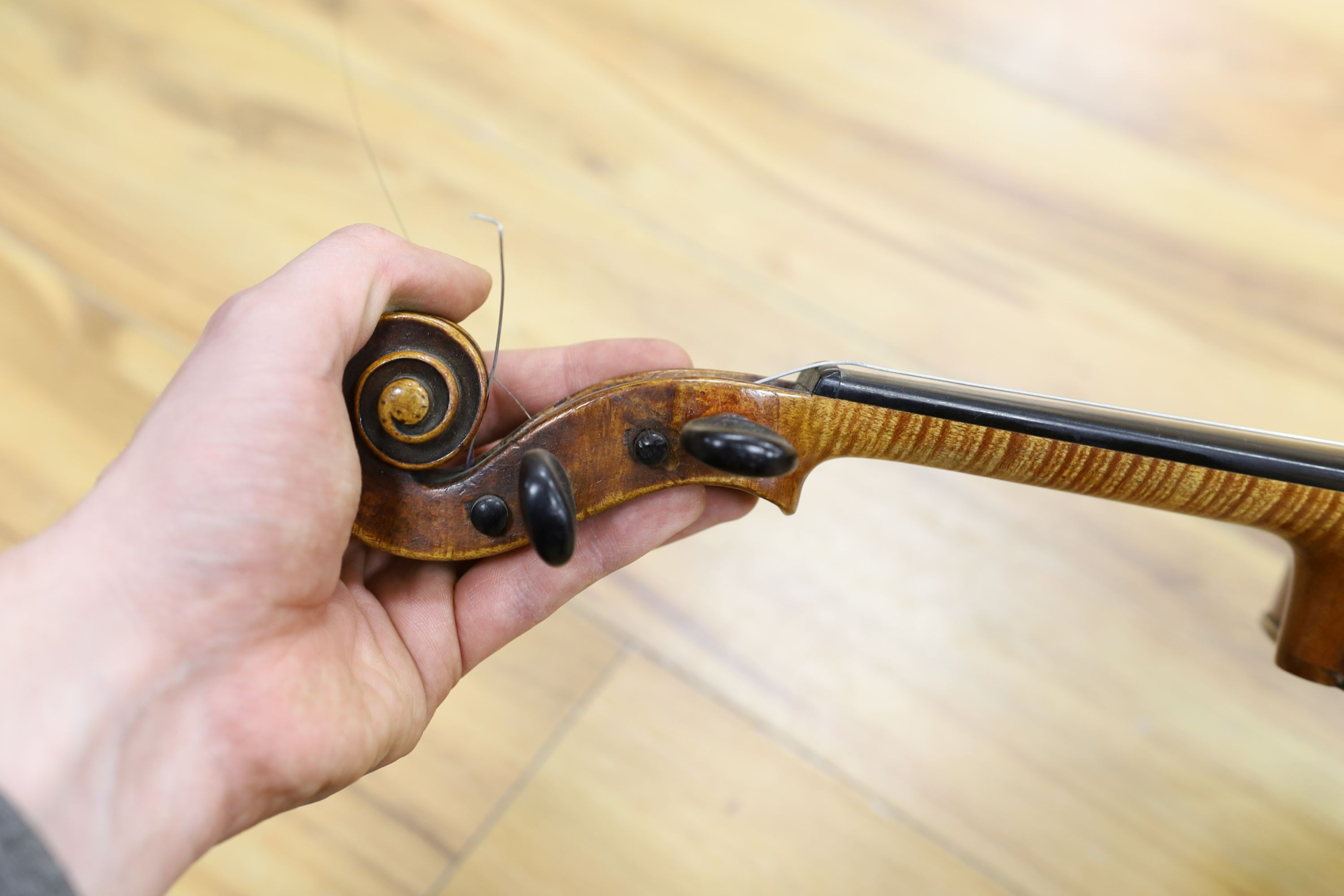 A 19th century cased violin, possibly John Walker